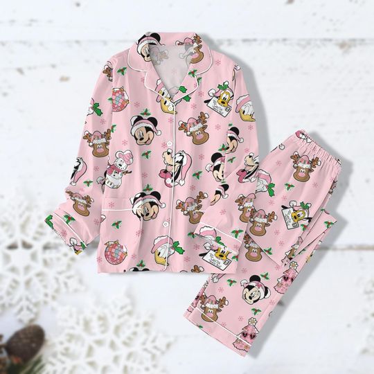Discover Disney Christmas Mickey and Friends Pajama Set, Reindeer Shirt, Pluto Donald Goofy Holiday Sleepwear