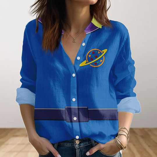 Discover Toy Story Aliens Blouse Shirt, Halloween Costume Cosplay, Disney Movie Women Shirt, Disney World, Disneyland Shirt, Linen-Look Shirt