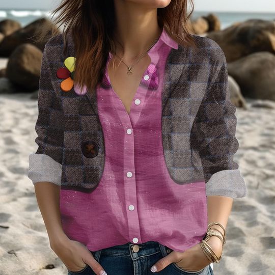 Bing Bong Blouse Shirt, Inside Out Cosplay Costume, Pixar Cartoon Linen-Look Shirt, Disney Movie Women Shirt, Halloween Gift For Her