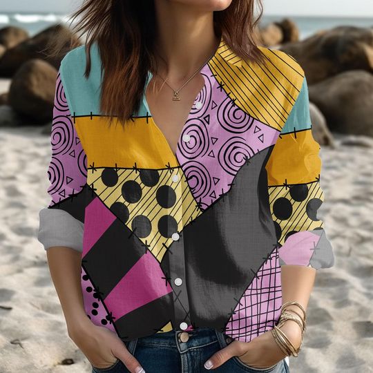 Sally Blouse Shirt, Nightmare Before Christmas Shirt, Sally Linen-Look Shirt, Magic Kingdom Women Shirt, Run Disney Costume Cosplay