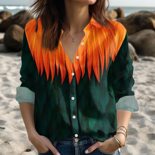 Hei Hei Rooster Blouse Shirt, Moana Cosplay Costume, Hei Hei Women Shirt, Princess Movie Shirt, Disney Linen-Look Shirt, Gift For Her