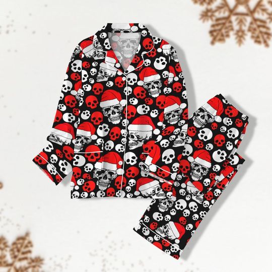 Christmas Skeleton Pajamas, Dead Inside Skeleton, Long Sleeve Pajamas Pants, Skull Christmas Shirt, Holiday Pajama, Skeleton Christmas