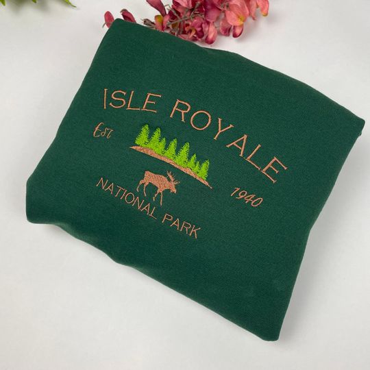 Discover Isle Royale National Park Embroidered Crewneck-embroidered Crewneck-National Park Sweatshirt