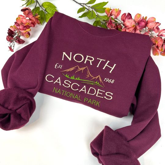 Discover North Cascades National Park Embroidered Crewneck Sweatshirt
