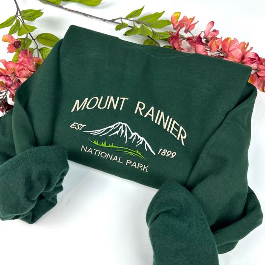 Mount Rainier National Park Embroidered Crewneck Sweatshirt