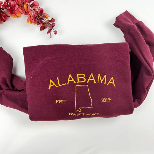 Discover Albm Embroidered Sweatshirt: State Map Comfort Colors Tee