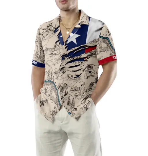 Discover Texas State Map Hawaiian Shirt, Unique Texas Shirt For Texas Lovers