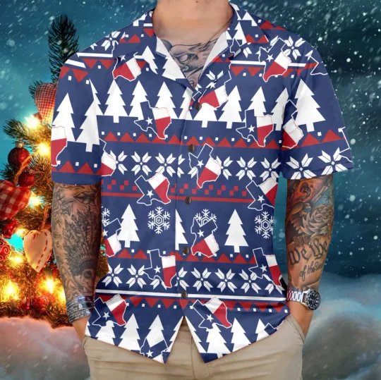 Discover Texas Ugly Christmas Pattern Hawaiian Shirt