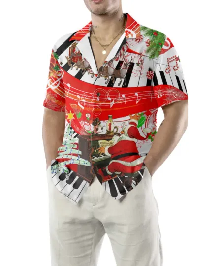 Discover Piano Playing By Santa Claus Hawaiian Shirt, Funny Santa Claus Shirt