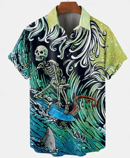 Discover Ocean Dweller by David Lozeau Octopus Sea Creatures Button Up Hawaiian Shirt