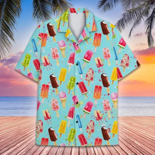 Ice Cream Popsicle Hawaiian Shirt Men Women Youth