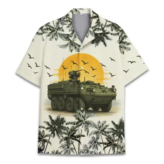 Military Tank Hawaiian Shirt for Men Women Youth