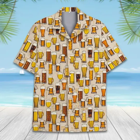 Beer Hawaiian Shirt For Men Women, Funny Beer Glass Shirt