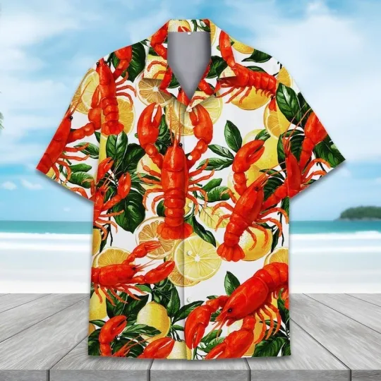 Lobster Hawaiian Shirt Men Women, Fun Seafood Beach Party Shirt