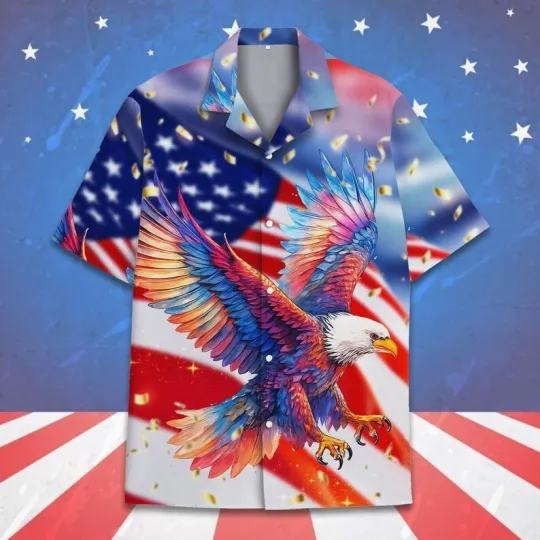 Patriotic Hawaiian Shirt Men Women Youth