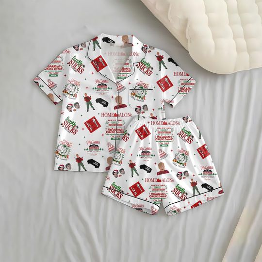 Discover Christmas Movie Pajamas Set, Funny Quote Festive Sleepwear, Xmas Women Outfit, Winter Nightwear, Christmas Gift