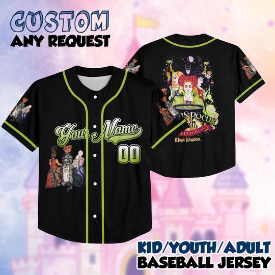Discover Halloween Hocus Pocus Baseball Jersey, Sanderson Sisters Jersey, Just A Bunch Of Hocus Pocus Shirt, Disney Witches Gift