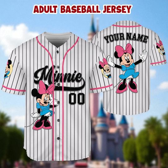 Discover Personalized Minnie Mouse Baseball Jersey, Baseball Jersey Collection Choose Style Jersey Disneyland Birthday Gift For Kid Youth Adult