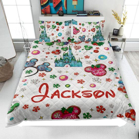 Personalized Magic Kingdom Christmas Bedding Set
