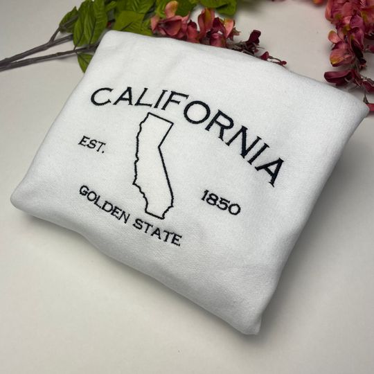 California Embroidered Sweatshirt with State Map