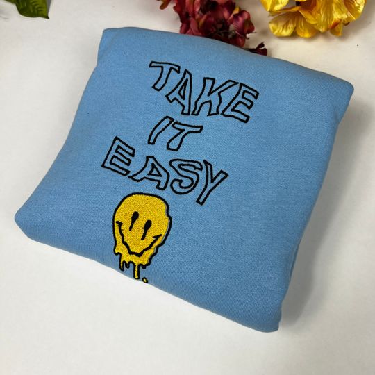 Take It Easy Embroidered Crewneck Sweatshirt