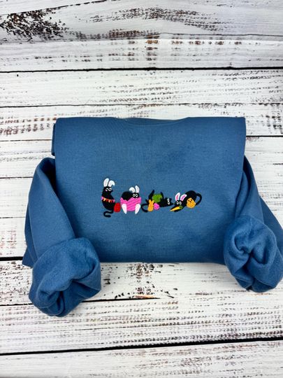 Easter Black Cat Embroidered Sweatshirt