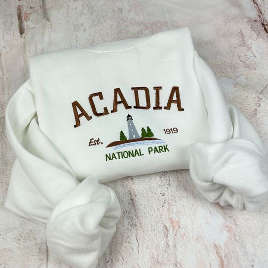 Discover Acadia National Park Embroidered Crewneck Sweatshirt
