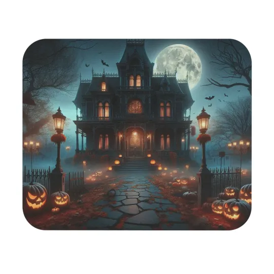 Haunted Mansion Halloween Rectangle Mouse Pad