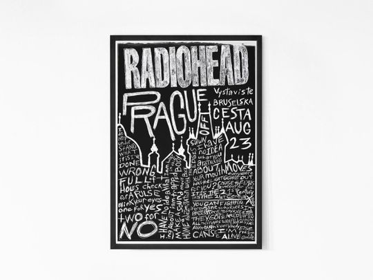 Discover Radiohead 2023 Prague Vintage Concert Poster. Tom Yorke, Rock Band Poster. Music Poster. Vintage Poster. Concert Poster. Printable.