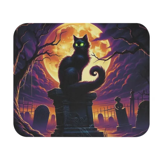 Discover Mouse Pad (Rectangle) Halloween Black Hat in the Cemetery Style 2 Gift