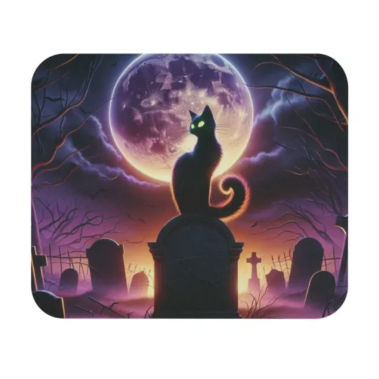Discover Mouse Pad (Rectangle) Halloween Black Hat in the Cemetery Style 1 Gift