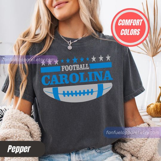Discover Carolina Vintage Style Comfort Colors Football T-Shirt, Panther T-Shirt,Carolina Football Crewneck, Carolina Football T-Shirt FTB19