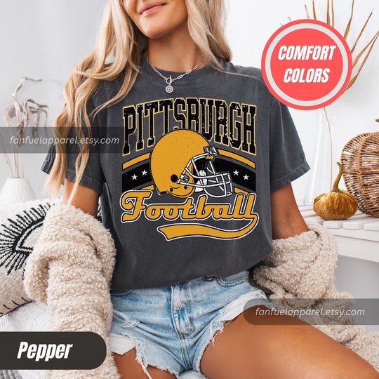 Discover Pittsburgh Football Comfort Colors T-Shirt, Vintage Unisex Pittsburgh Shirt, Retro Steeler Football Tee, Vintage Pittsburgh T-Shirt FTA11
