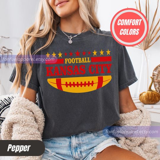 Discover Kansas City Football Comfort Colors Vintage Style T-Shirt, Kansas City Football T-shirt, Chiefs Football T-Shirt, Kansas City Fan Gifts FB12