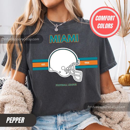 Discover Miami Football Vintage Style Comfort Colors T-Shirt, Retro Miami Football T-shirt, Dolphins Football T-Shirt, Vintage Miami Fans Gift FMD01