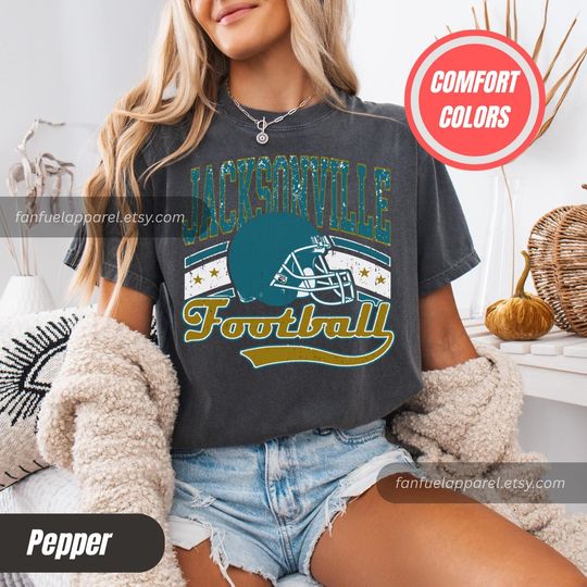 Discover Jacksonville Football Vintage Style Comfort Colors Crewneck Shirt, Vintage Jacksonville Football T-Shirt, Jaguars T-Shirt FTA29