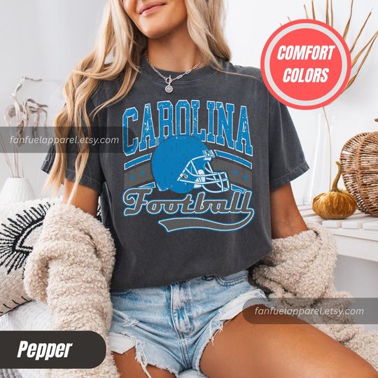 Discover Carolina Vintage Style Comfort Colors Football T-Shirt, Panther T-Shirt,Carolina Football Crewneck, Carolina Football T-Shirt FTA19