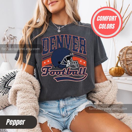 Discover Denver Football Vintage Style Comfort Colors T-Shirt, Retro Denver Football Shirt, Denver Football Fans Gift T-shirt, Sunday Football FTA2