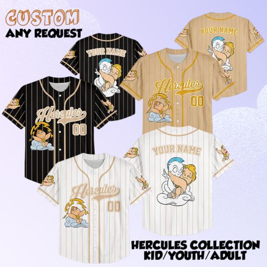 Custom Hercules Pegasus Collection Baseball Jersey, Baby Pegasus Hercules, Disney Trip Outfit, Kid Youth Adult Mythical Jersey Gift