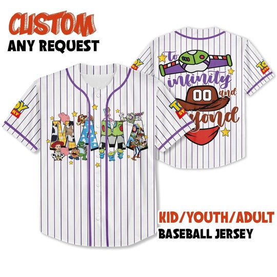 Discover Toy Story Custom Name Baseball Jersey, Pixar Toy Mom Dad Shirt Toy Custom Kid Shirt Toy Birthday Shirt Family Matching Shirt Toy Story Shirt