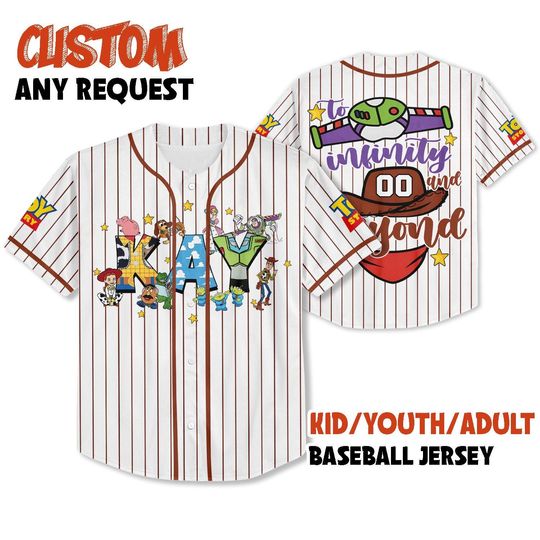Discover Toy Story Custom Name Baseball Jersey, Pixar Toy Mom Dad Shirt Toy Custom Kid Shirt Toy Birthday Shirt Family Matching Shirt