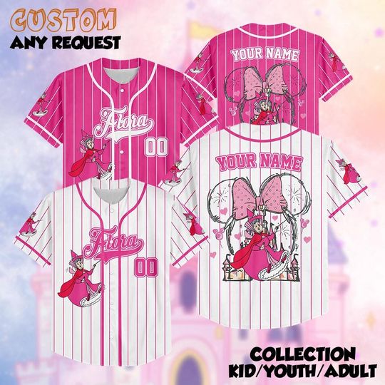 Discover Personalized Sleeping Beauty Good Fairies Baseball Jersey, Flora Fauna Merryweather Costume Jersey, Disneyland Family Matching Shirt