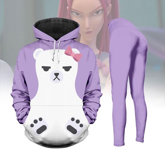 KPop Demon Hunters Mira Purple Bear Hoodie, Mira Women Leggings, Huntrix Demon Hunters Cosplay Costume Shirt, Halloween Gift For Her