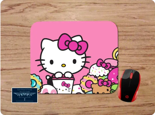 Discover Hello Kitty Coffee & Donuts Custom Desk Mat Mouse Pad for Office & Home