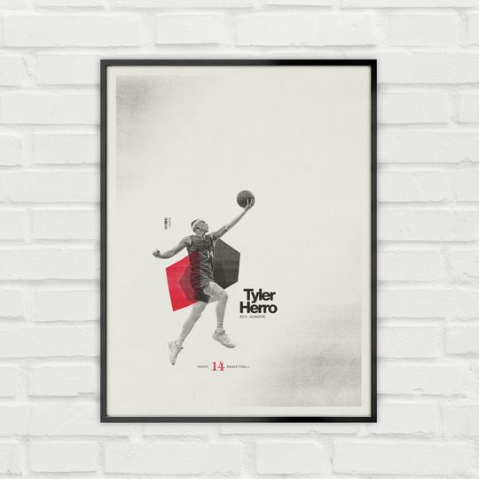Discover Tyler Herro Poster Minimalist Basketball Wall Art for Fans