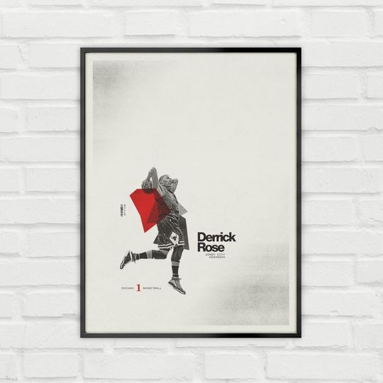 Discover Derrick Rose Poster Minimalist Basketball Wall Art for Fans