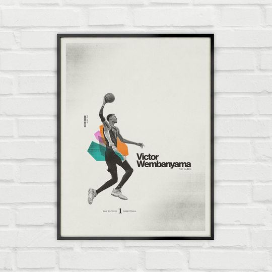 Discover Victor Wembanyama Poster Minimalist Basketball Wall Art for Fans