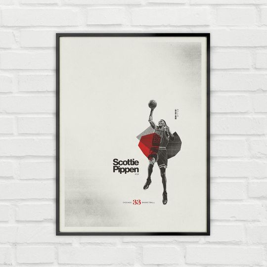 Scottie Pippen Poster Minimalist Basketball Wall Art for Fans