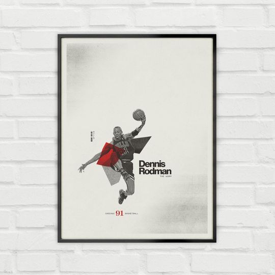 Discover Dennis Rodman Poster Minimalist Basketball Wall Art for Fans