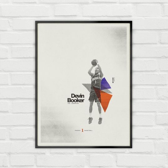 Devin Booker Poster Minimalist Basketball Wall Art for Fans